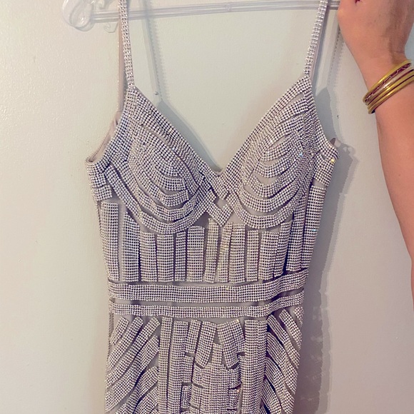 Silver Rhinestone Pageant Dress - Picture 3 of 9